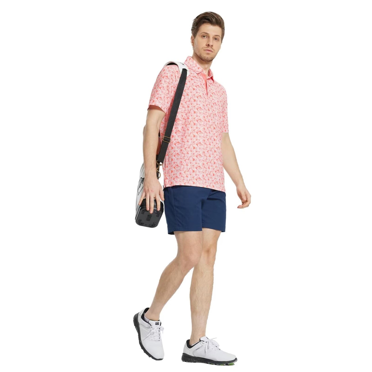M MAELREG Mens Golf Shirt Short Sleeve Dry Fit Print Moisture Wicking Performance Patterns Collared Polo Shirt