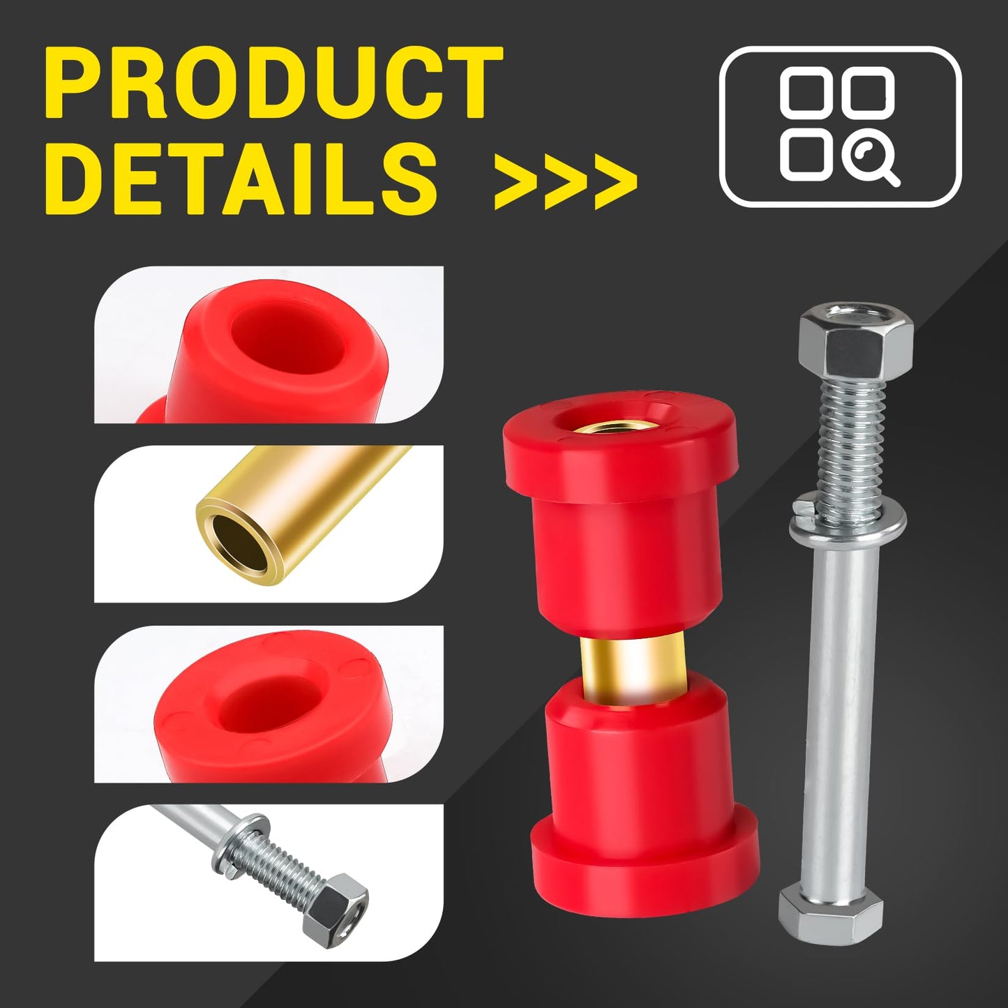 DRIVE UP Golf Cart Bushings Kit for Club Car DS, Rear Spring Red Polyurethane Bushings Sleeves and Screw Set for Club Car DS 1992-Up Gas and Electric Models OEM 1015583 1012303 8755