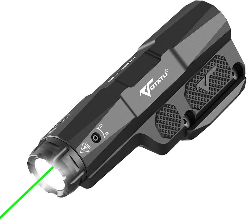 VOTATU 3000 Lumens Laser Light Combo - Strobe Flashlight & Green Laser for Mlok/Picatinny | USB Rechargeable