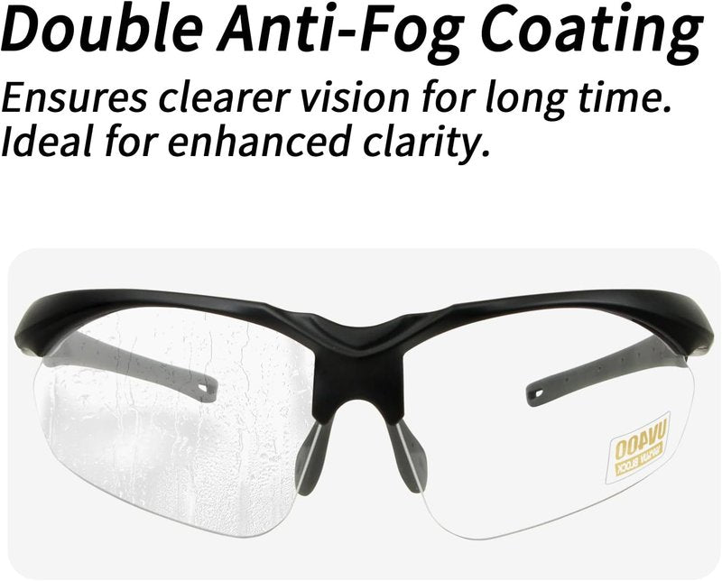 YIFAN Anti-Fog Scratch-Resistant Pickleball Glasses - Black Wrap-Around Frame | 100% UV Protection | Adjustable Arms