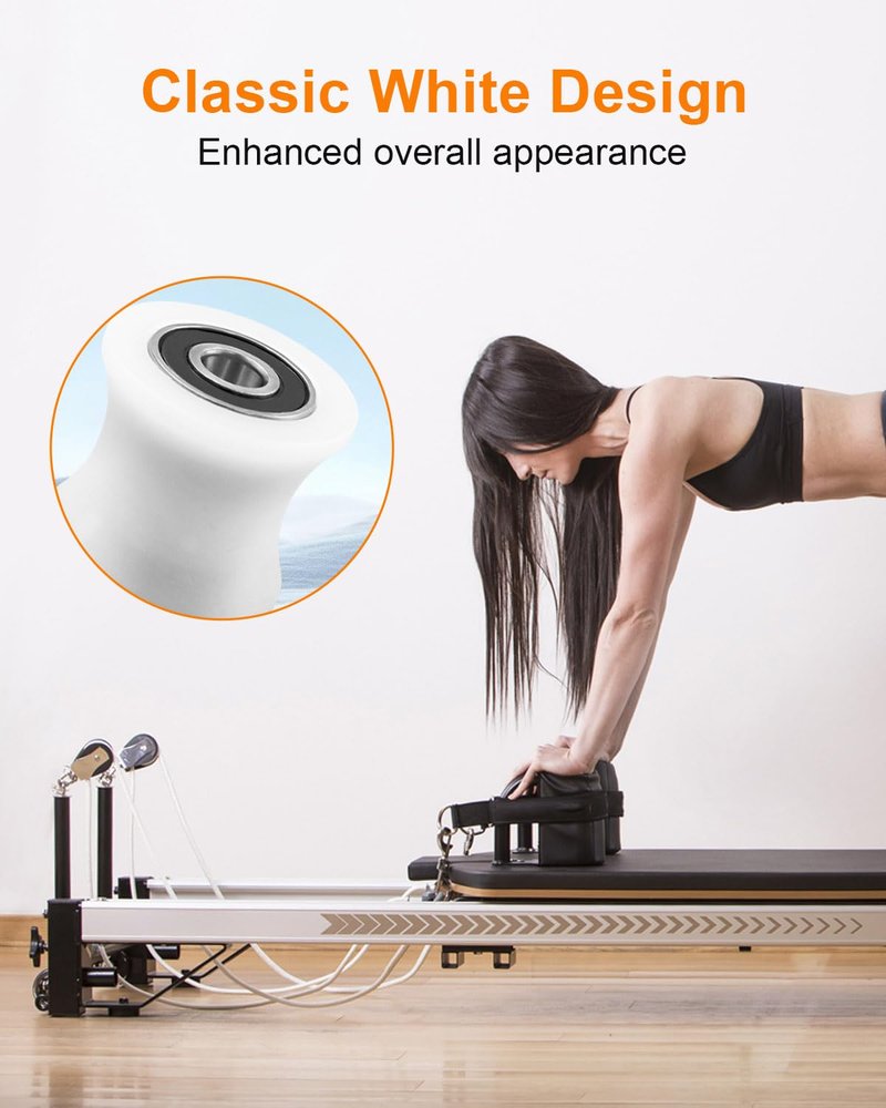 4 Pcs Gym Wheels Replacement Fit for Rollers Wheels DLX DLX II DLX III Adv DLX Pilates Pilates Pro 570 2000 2500 3000 4000, White Total Gym Accessories