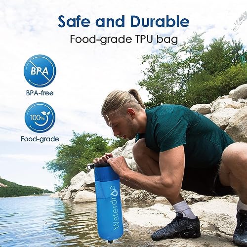 Waterdrop Gravity Water Bag for Camping, Travel, Backpacking, Hiking and Emergency, Compatible with Water Filter Straw, Flex Foldable, 1.5 Gal Bag