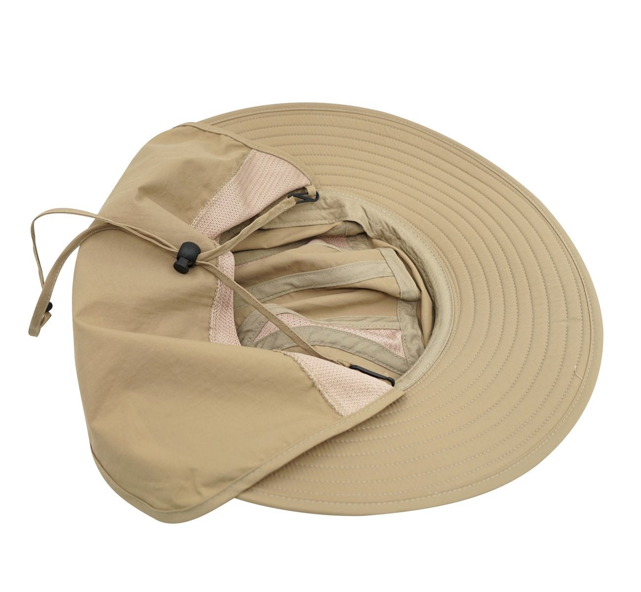 Home Prefer Adult UPF 50+ Sun Protection Cap Wide Brim Fishing Hat with Neck Flap Khaki