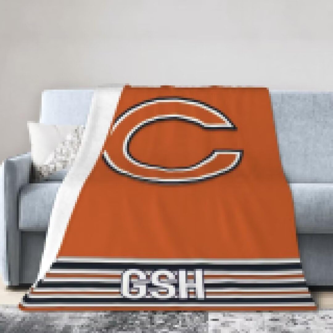 gdpfdi Bears Football Blanket Soft Cozy Blanket Bears Team Throw Blanket for Couch Bedroom Living Room Dorm Travel Home Decor Bears Fan Gift 80x60 in