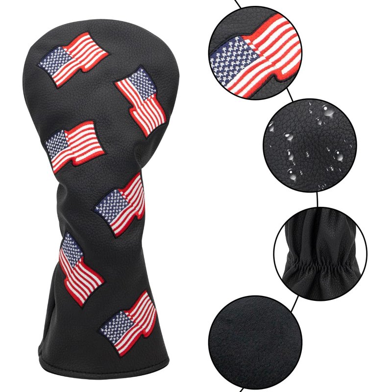 Barudan Golf Fairway Wood Head Cover Headcover, Patriotism USA Golf Fairway Headcover Interchangeable # 3 4 5 7 X Fairway Head Cover Golf Protective Case