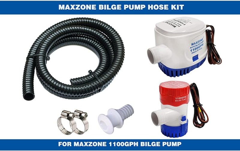 Bilge Pump Installation Kit - 1-1/8 Inch Dia Kink-Free PVC Hose | 6 FT with Clamps & Thru-Hull Fitting