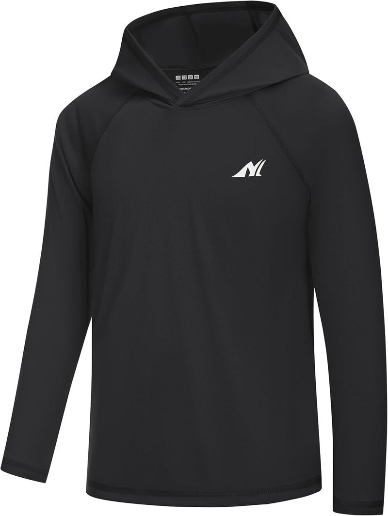 Boys Rash Guard Hoodie - UPF 50+ Long Sleeve Swim Shirt for UV Sun Protection | Perfect for Fishing & Beach Activities