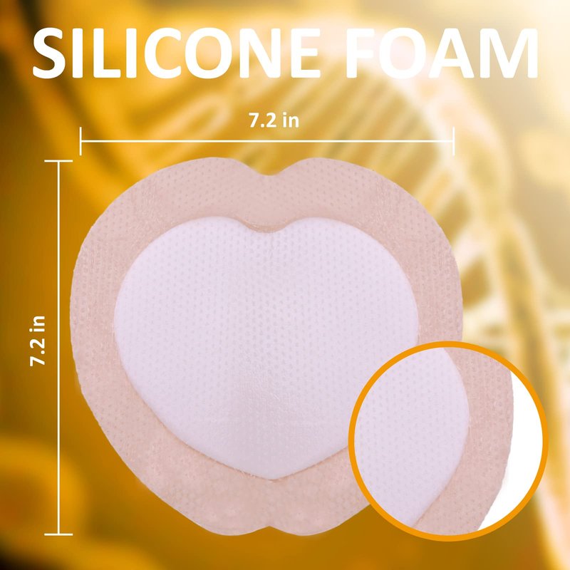 Dr.med Sacrum Silicone Foam Dressing with Adhesive Border 7.2"x7.2"-6 Pcs/Box, Absorbent Breathable Bed Sore Waterproof Sacral Bandage Pad for Pressure Ulcer Wound Dressing