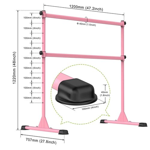 Dolibest Freestanding Ballet Bar, Height Adjustable Ballet Bar, Heavy Duty Dance Bar, with Non-Slip Rubber Pads, Enhanced Stability, Dance/Yoga/Fitness Stretching Bar, Ideal for Kids and Adults