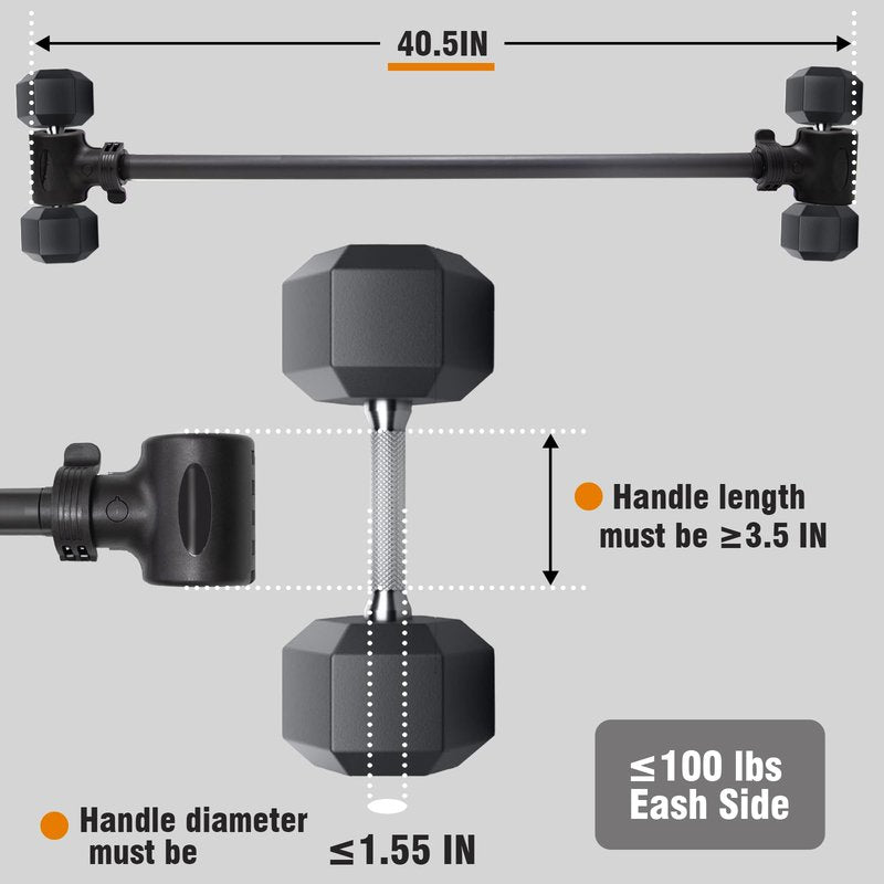 Upgraded Dumbbell Barbell Converter Bar - Transform Dumbbells into Barbell, Adjustable Weights, Up to 200 lbs, Suitable for Home Gym Fitness