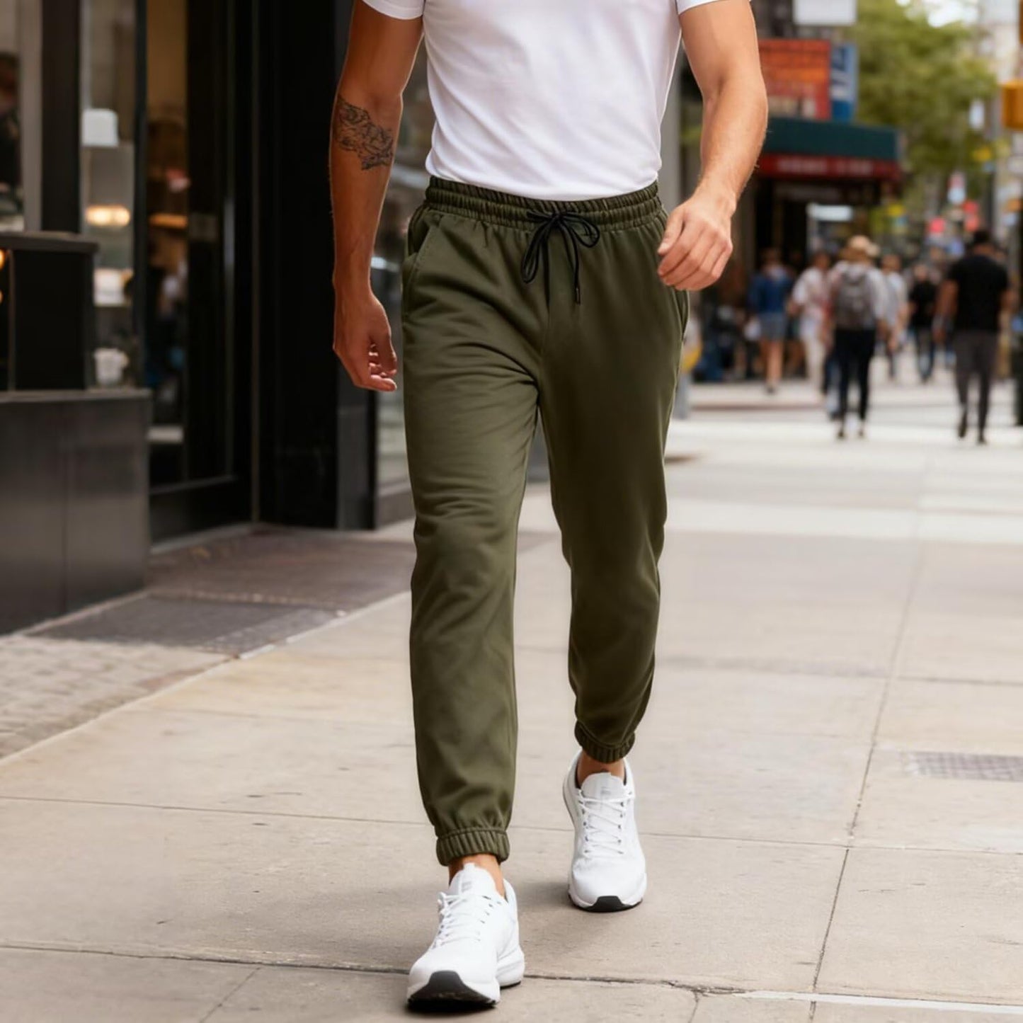 Rane Sports Mens Athletic Pants with Pocket Winter Warm Casual Joggers Sweatpants for Men Workout Running Gym Army Green