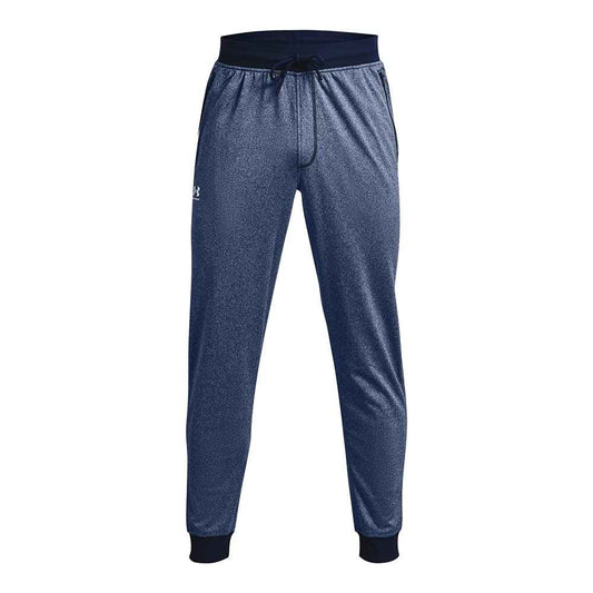 Under Armour Men's Tricot Joggers, Academy Blue Full Heather (408)/White, Small