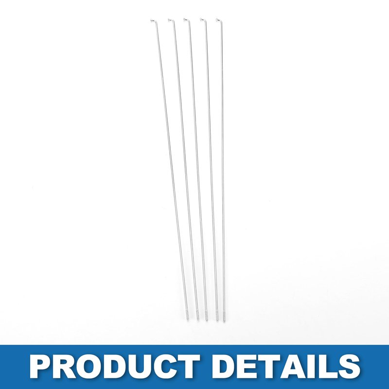 A ABSOPRO Bike Bicycle Spokes 14G 300MM Mountain Bike Spokes Carbon Steel Silver Tone 36Pcs