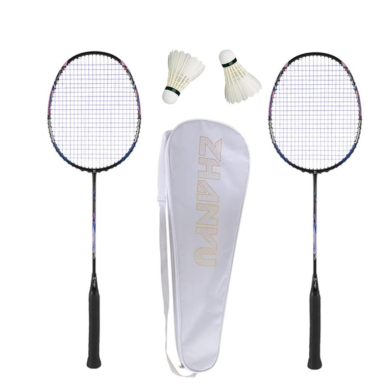 PFVMSQA Badminton Racket Set,82g Offensive Defensive Durability Professional Badminton Racket,with 2 Shuttlecocks and 1 Carrying Bag,for Training,Sports and Entertainment