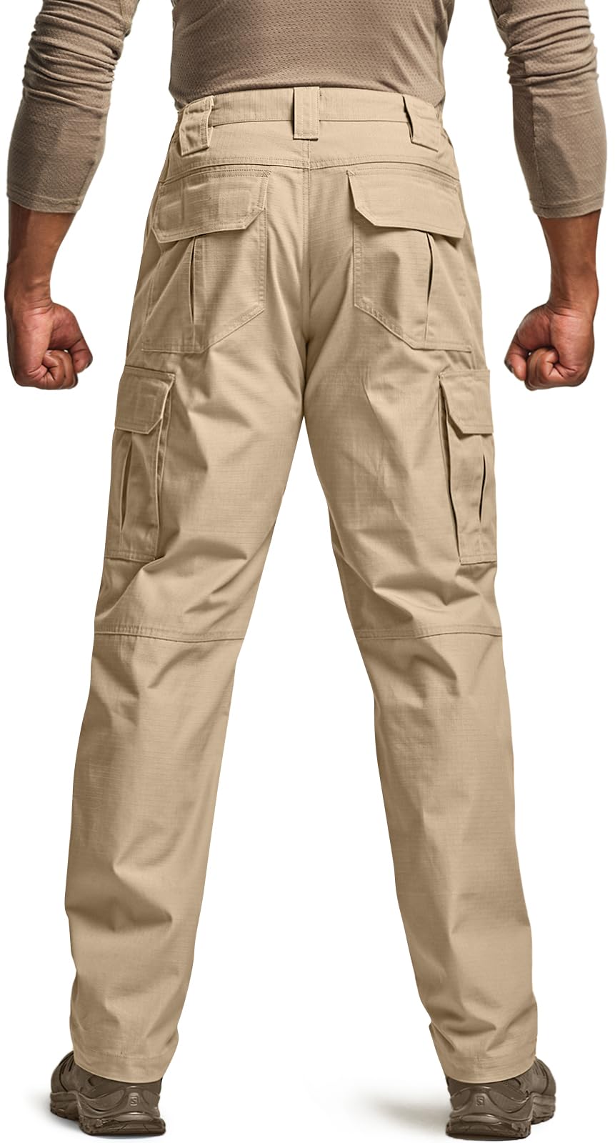 CQR Men's Tactical Pants, Water Resistant Ripstop Cargo Pants, Lightweight EDC Work Hiking Pants, Outdoor Apparel, Raider Khaki, 44W x 32L