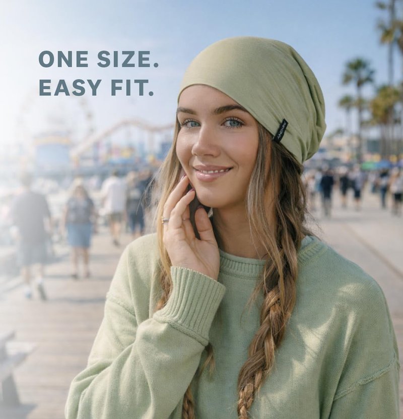 Summer T-Shirt Beanie for Men & Women - Soft Modal - Slouchy Style (Navy)