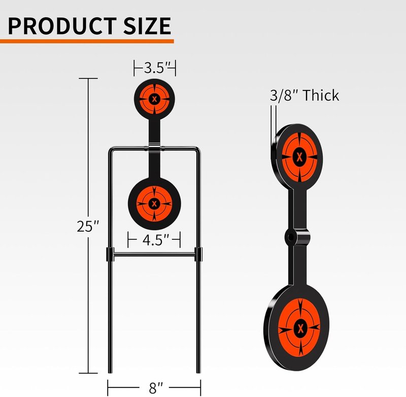 Highwild Double Spinner Shooting Targets - 3/8 Inch Thick Auto Reset Steel for Centerfire Handguns Up to .44 Magnum
