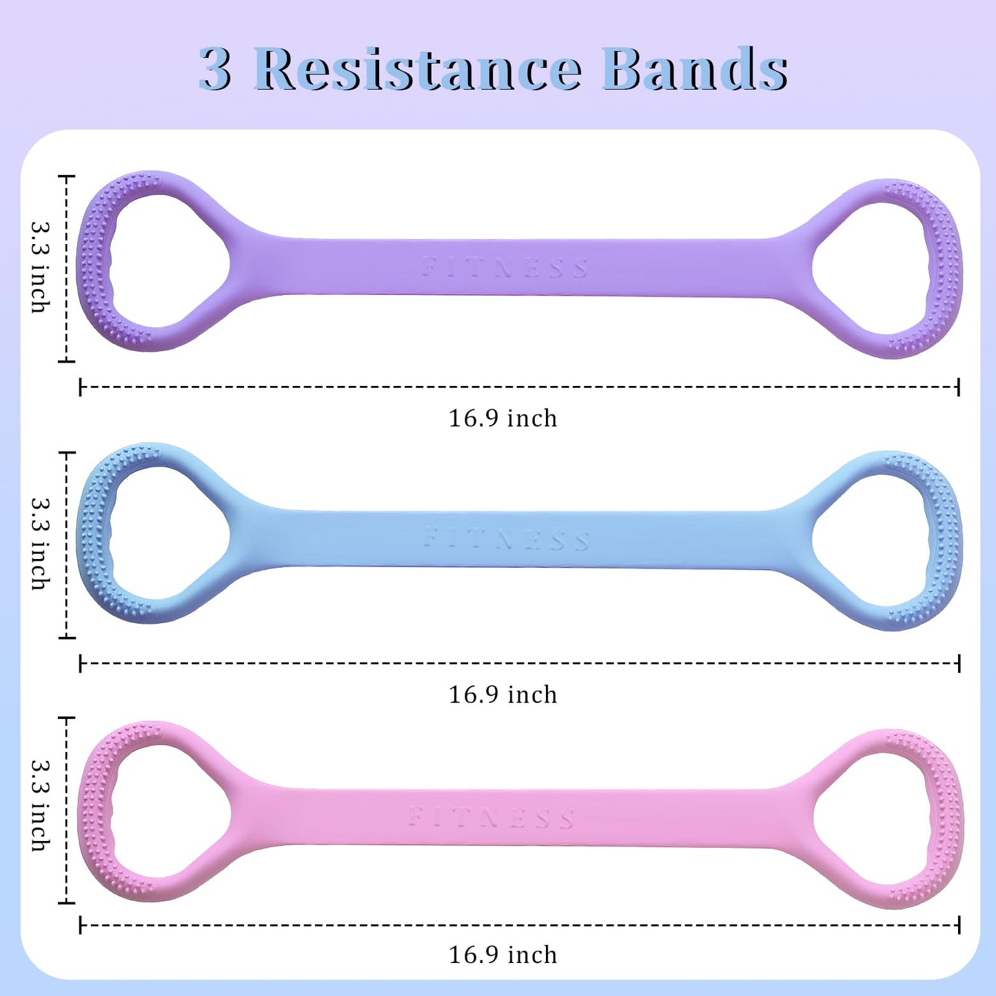 Dexspoeny 3Pcs Fitness Resistance Bands Set for Women, Arm Workout Bands Home Gym Equipment, Exercise Bands for Physical Therapy, Pilates Exercise Stretch Bands,Elastic Band for Back Hips Leg Shoulder