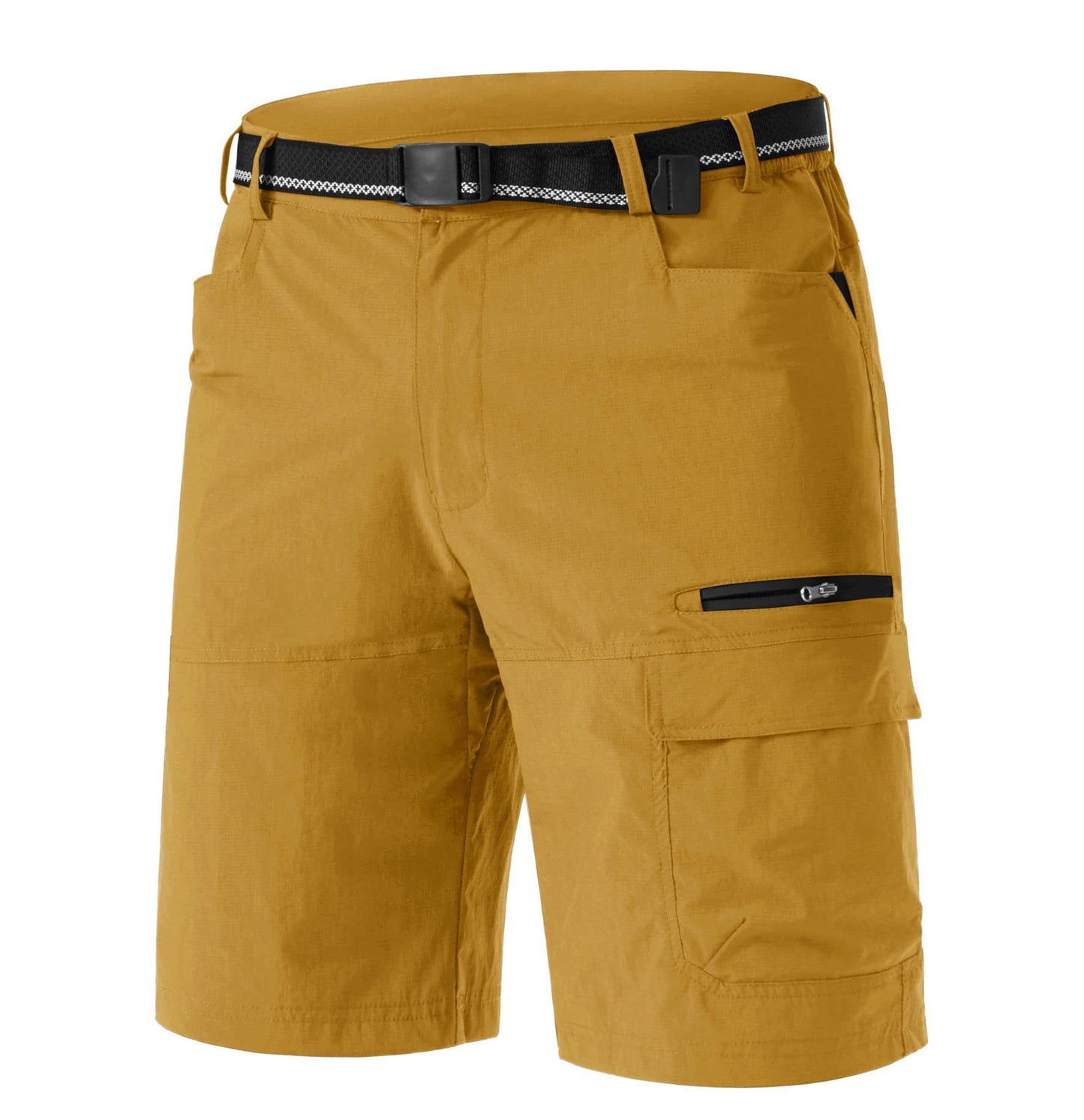 TACVASEN Men's Dress Golf Shorts Cargo Hiking Casual Shorts Lightweight Quick Dry Stretch Tactical Work Fishing with Pockets Turmeric 36