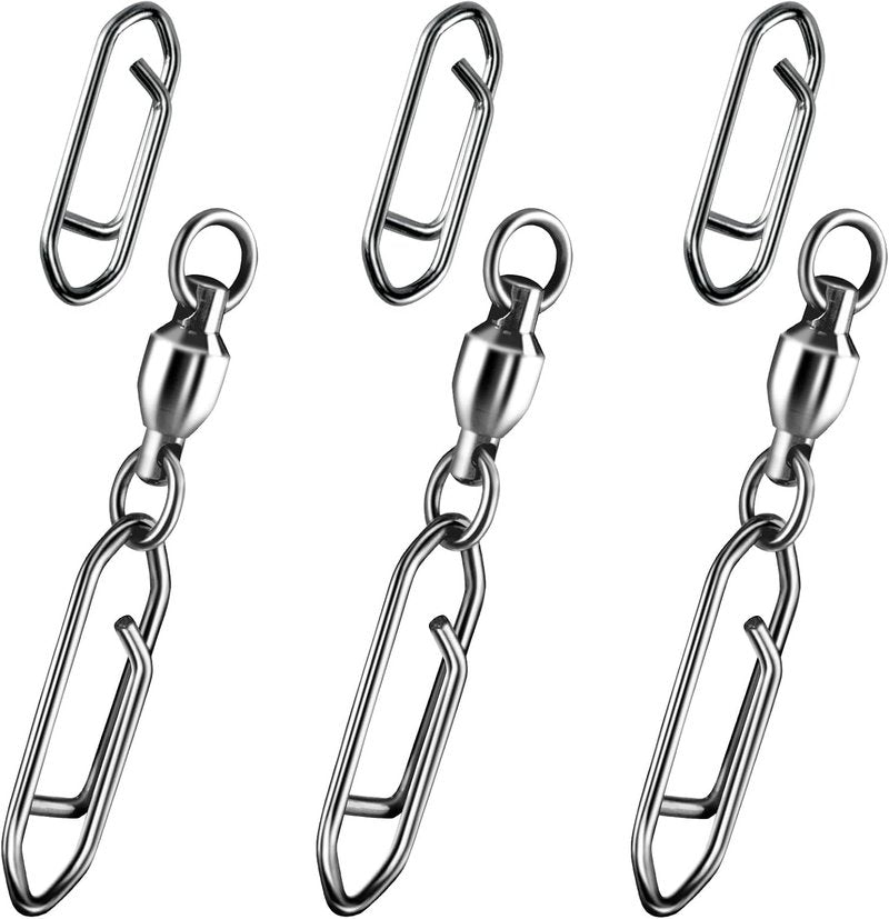 Fishing Power Speed Clips - 50-Pack 25LB | Durable Fishing Accessories with 30-Pack Swivels 33LB