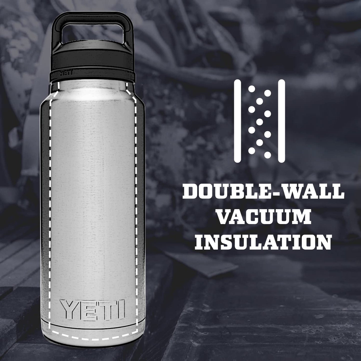 YETI Rambler 36 oz Bottle, Vacuum Insulated, Stainless Steel with Chug Cap, Prickly Pear