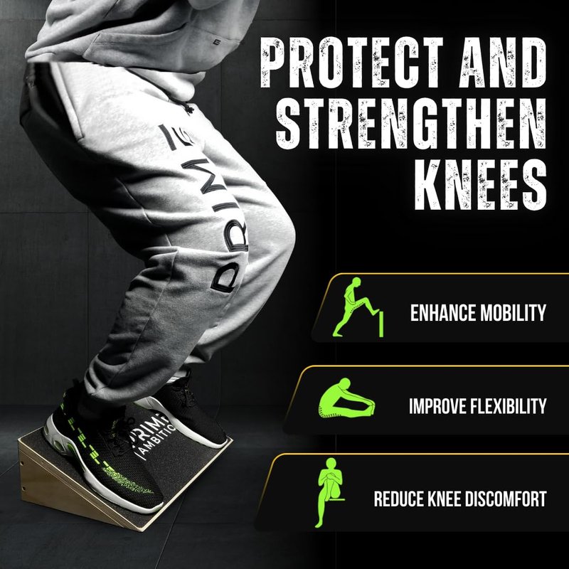 Premium Knees Over Toes Slant Board for Calf Stretching - Athletic Performance, Training Slant Board for Squats - Slanted Squat Board Non-Slip Surface - 25 Degree Incline, 1000 Lbs Weight Capacity