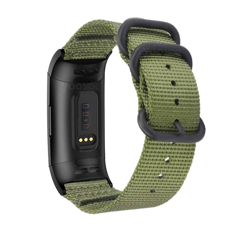 YOOSIDE Nylon Band for Fitbit Charge 4/Charge 3, NOTA Woven Strap with Stainless Steel Ring (Green)