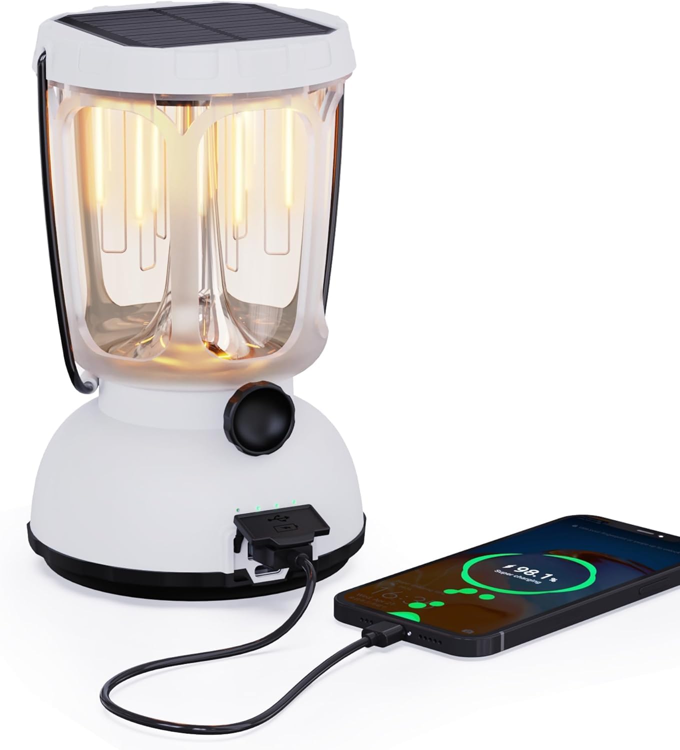 3-in-1 Power LED Camping Lantern, Rechargeable Solar Lantern with Hand Crank Emergency Light 650LM, 6000mAh Phone Charger, 200 Hours for Hurricane, Outage, Survival Kit
