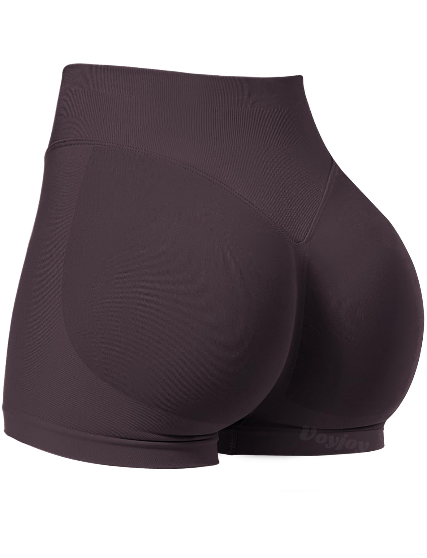 VOYJOY Women Workout Impact Shorts 2.5"/ 3.6"/ 4.5"/ 6" Scrunch Butt Lifting Gym Seamless Booty Biker Shorts Dark Brown