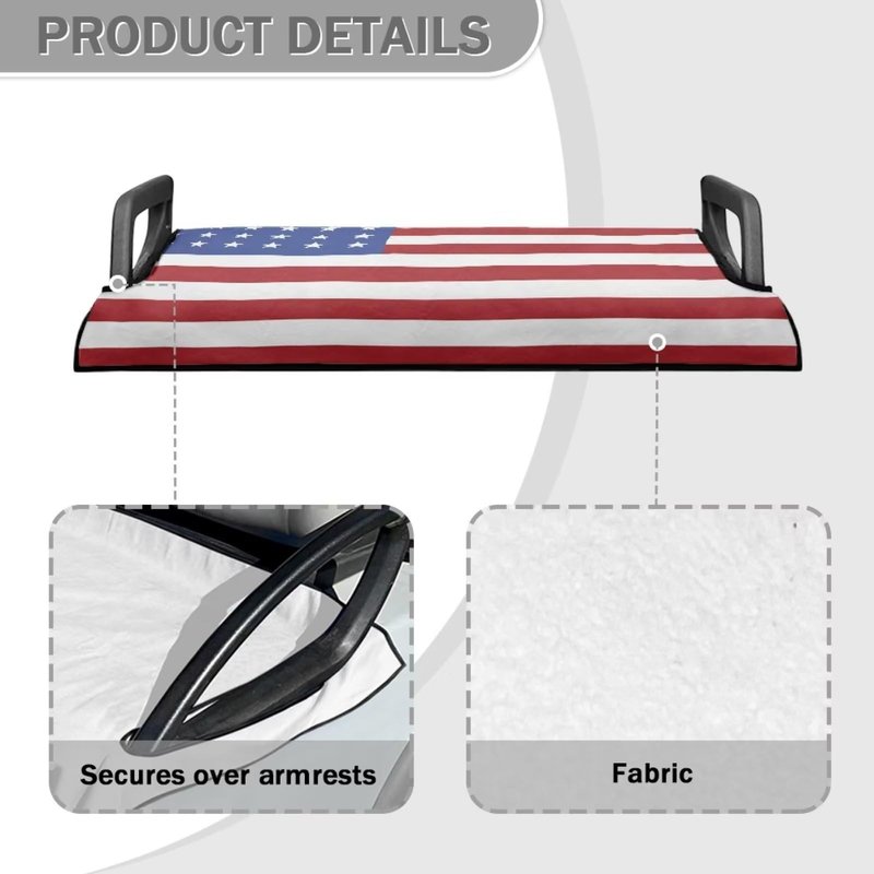 Baxinh American Flag Print Summer Golf Cart Seat Cover Fit for Most Club Car, Anti-hot Golf Cart Seat Protector with Holes, Machine Washable