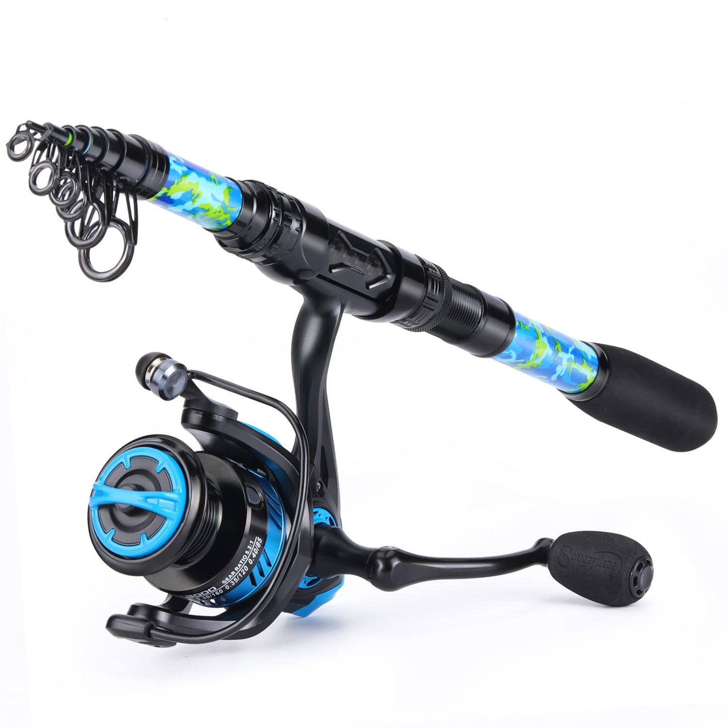 Sougayilang Telescopic Fishing Rod and Reel Combo – Full Kit with Carrier Bag, 11+1 Bearings Spinning Reel, Carbon Fiber Travel Pole for Bass, Trout, Catfish, Redfish – Saltwater Freshwater