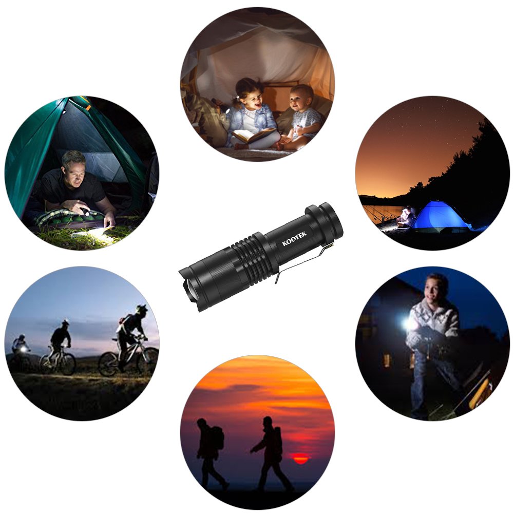 Kootek Mini LED Flashlights Pocket Pen Flashlight 5 Pack Ultra Bright 300 Lumens Handheld Flashlights Adjustable Focus Small for Kids Child Camping Cycling Hiking Emergency Torch Light