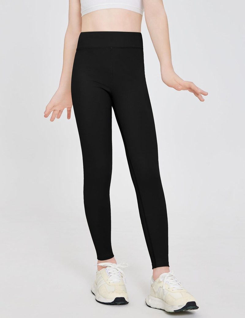 Zaclotre Girls Athletic Leggings Kids High Waisted Activewear Dance Workout Running Yoga Pants Black