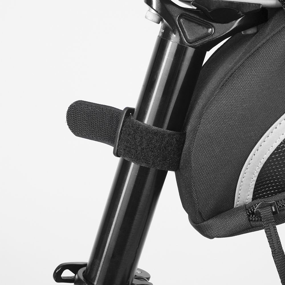 BV Strap-On Bike Bag with Reflective Material - Saddle Bag with Seperate Divider for Small Items for All Your Essentials - Bike Pouch with Taillight Hanger for Maximum Safety (Cycling Bag, Medium)