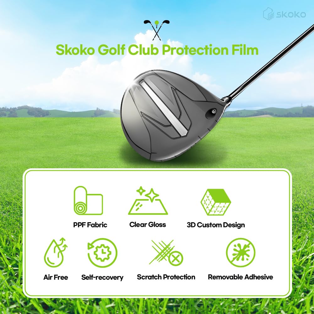 skoko 2 Pack Full Body Protective Film for Titleist Golf Driver TSR3 9Degree 2024 Top & Bottom & front, TPU PPF, Transperent Clear Cover Protector