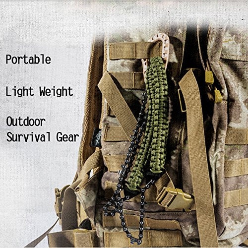 Pocket Chainsaw with Paracord Handle 36 Inches 16 Teeth Long Chain Hand Saw Fast Wood & Tree Cutting Emergency Survival Gear Best for Camping Backpacking Hiking Hunting.