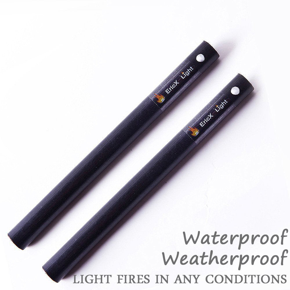 EricX Light 2 PCS 1/2 Inch X 6 Inch Ferrocerium Rod Flint Fire Starter, Super Thick Rod Provide You A Decent Shower of Sparks, Drilled A Lanyard Hold Perfect for DIY Your Own Survival Kit