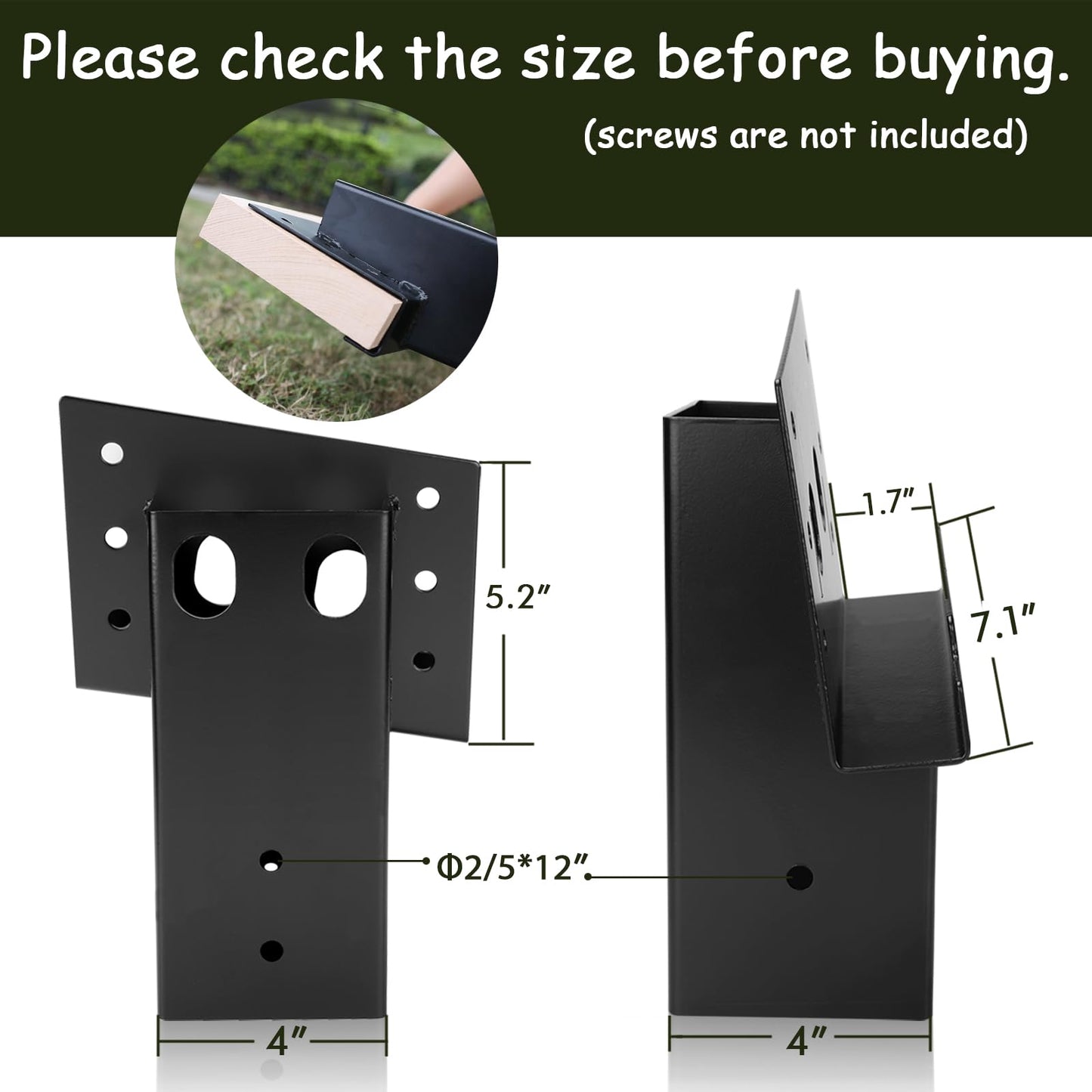 TFMUZERT Elevator Bracket, Deer Stand Brackets 4x4, Deer Blind Bracket with Powder Coating, Outdoor Angle Bracket for Hunting Box Blind, Elevated Platform, Tree Stand, Shooting Shack, Pergolas, 4 PCS