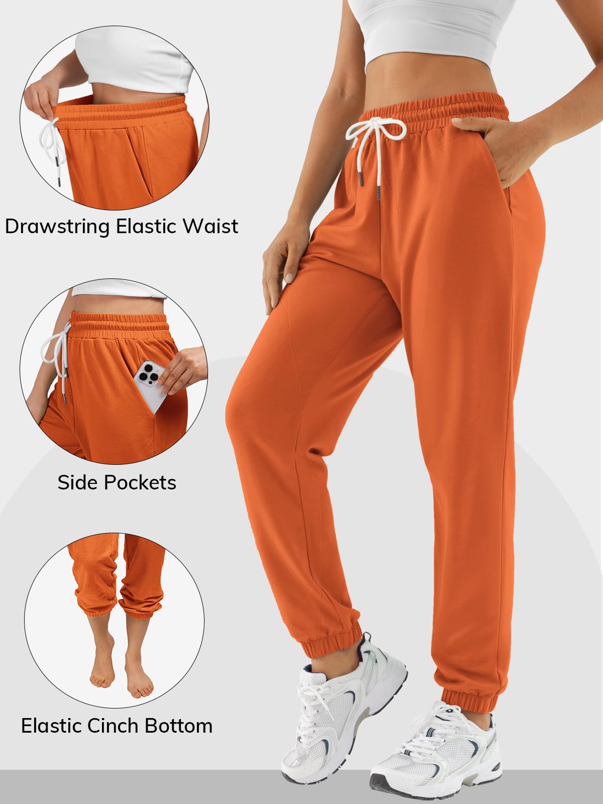 ATHMILE Women's Cinch Bottom Sweatpants High Waisted Athletic Joggers Halloween Clothes Thanksgiving Outfit Orange