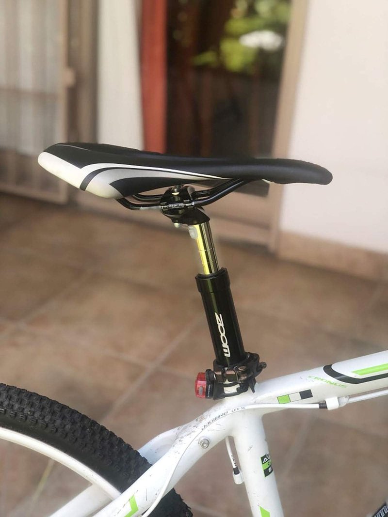 DJC Bike Suspension Seatpost Shock Absorber Damper Post 27.2 30.9 31.6 mm, Lightweight Aluminum Body(Black Head,27.2mm)