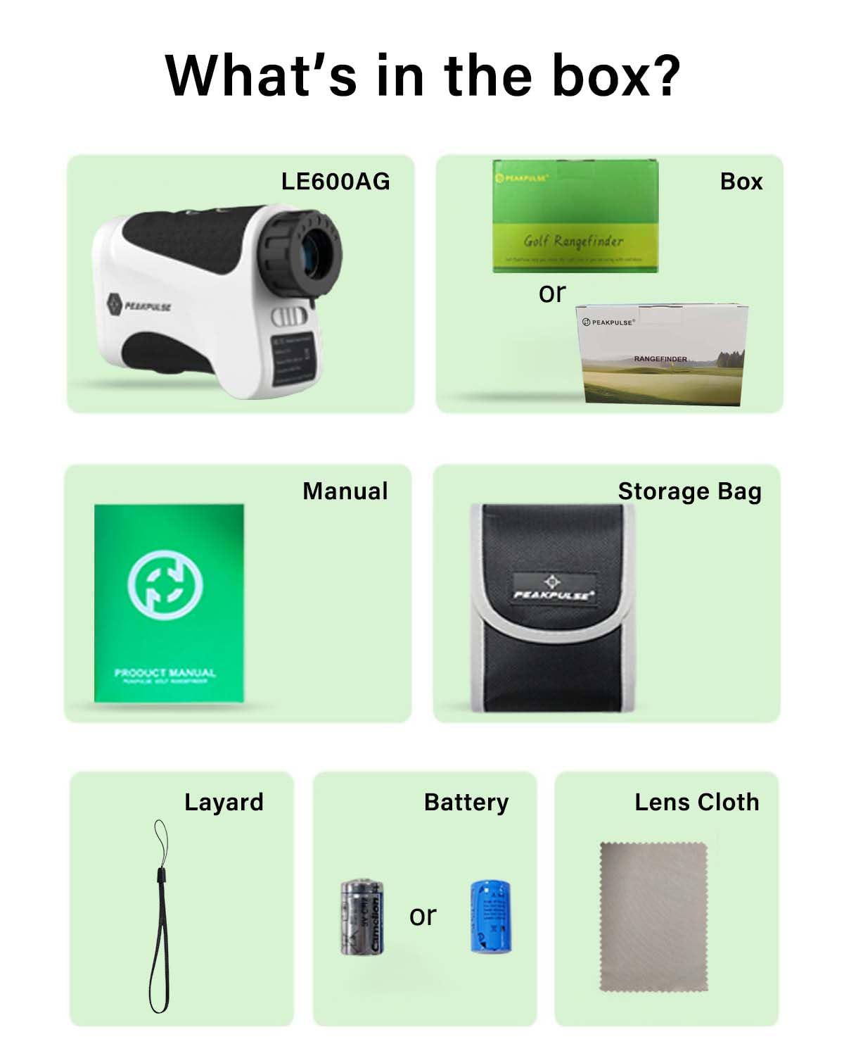 PEAKPULSE Golf Rangefinder 650 Yards with Pin Seeker & 6X Magnification - High Clarity LCD Display, Slope Mode, Waterproof Laser Range Finder for Golfing (No Magnets)
