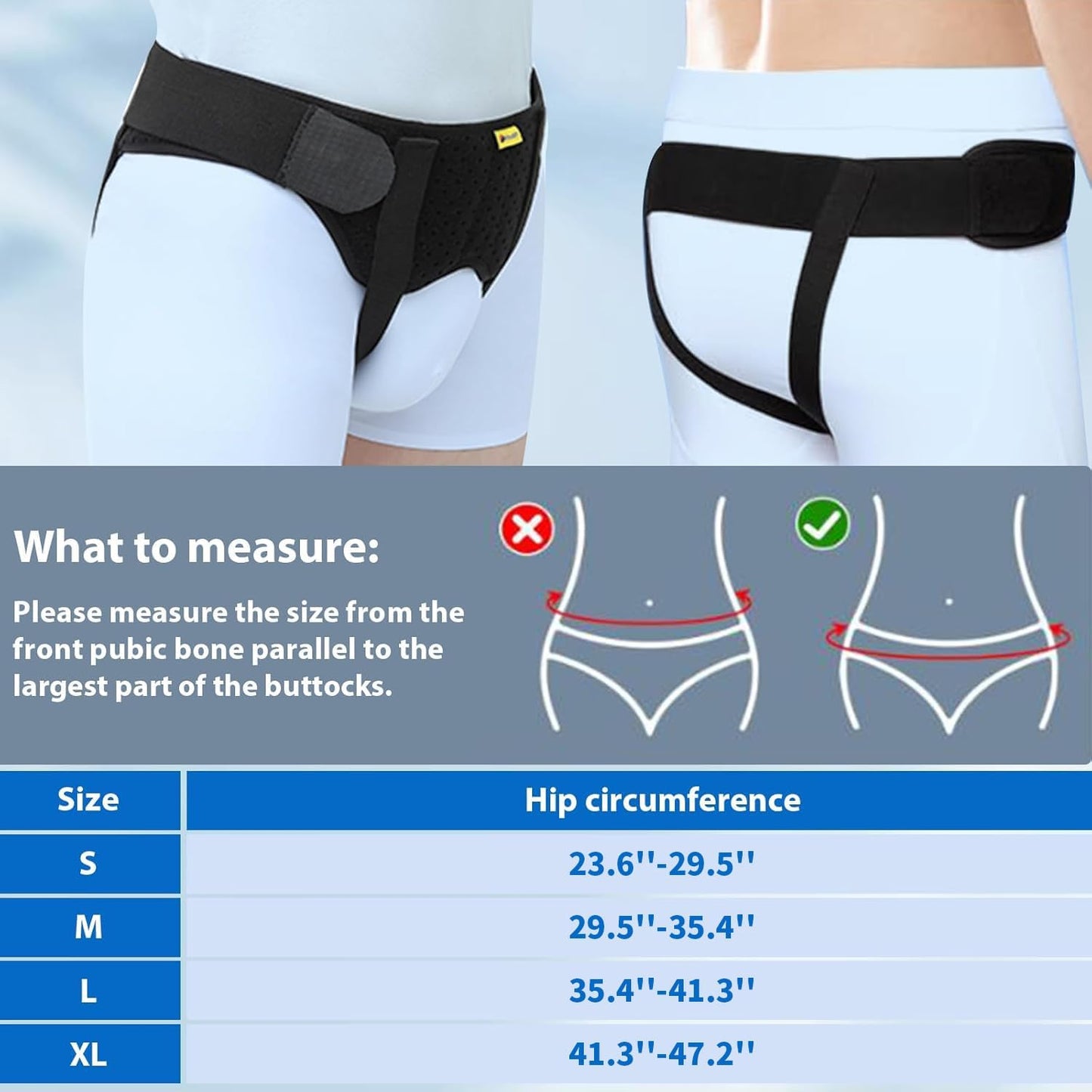 TENB Hernia Belt for Men Hernia Support Truss for Single/Double Inguinal or Sports Hernia, Adjustable Waist Strap with 2 Removable Compression Pads Breathable Material (Medium)