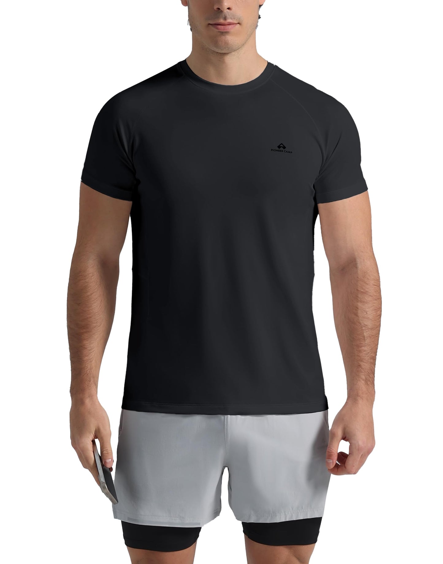 Pioneer Camp Mens Moisture Wicking Running Workout Shirt Performance Athletic T-Shirts UPF 50+ Short Sleeve Active Gym Tops