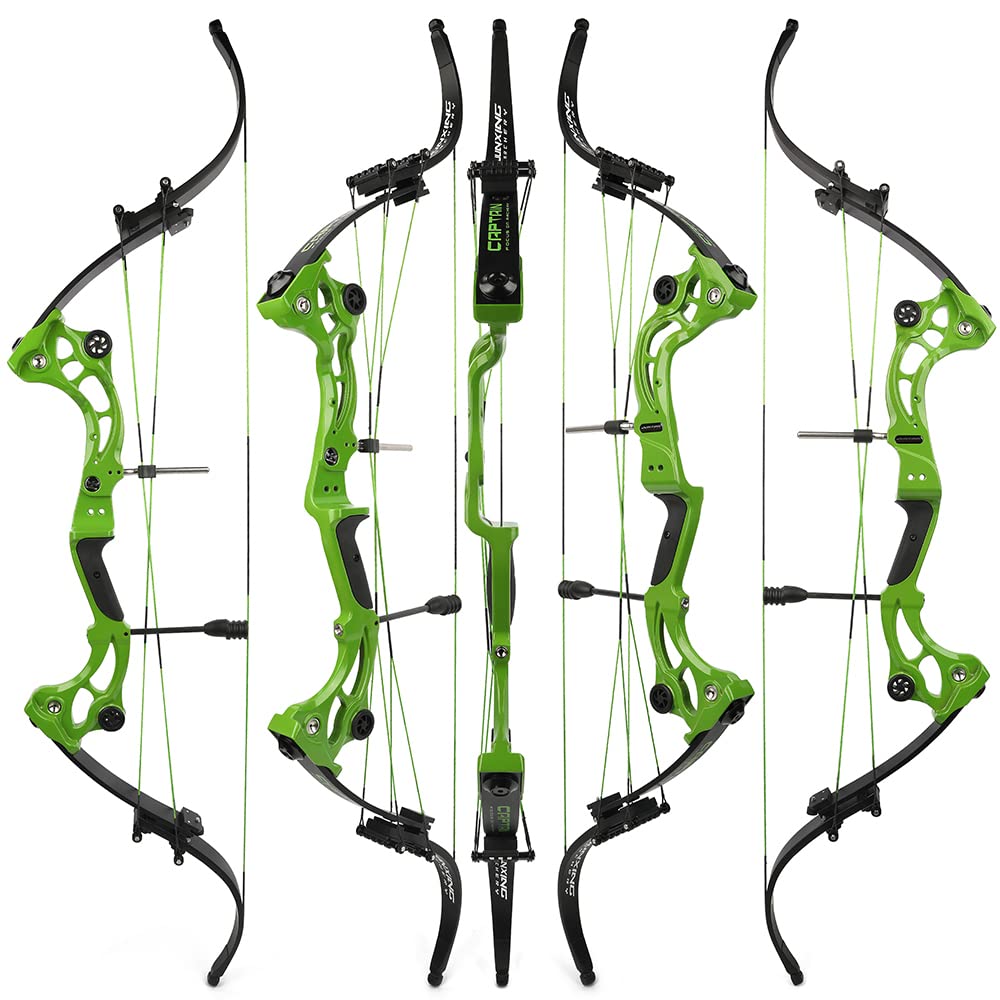 ZSHJGJR Recurve Bow American Hunting Bow 320FPS Draw Weight 40-55lbs Adjustable Compound Bow Right Hand for Archery Hunting Fishing Shooting (Green Bow only)