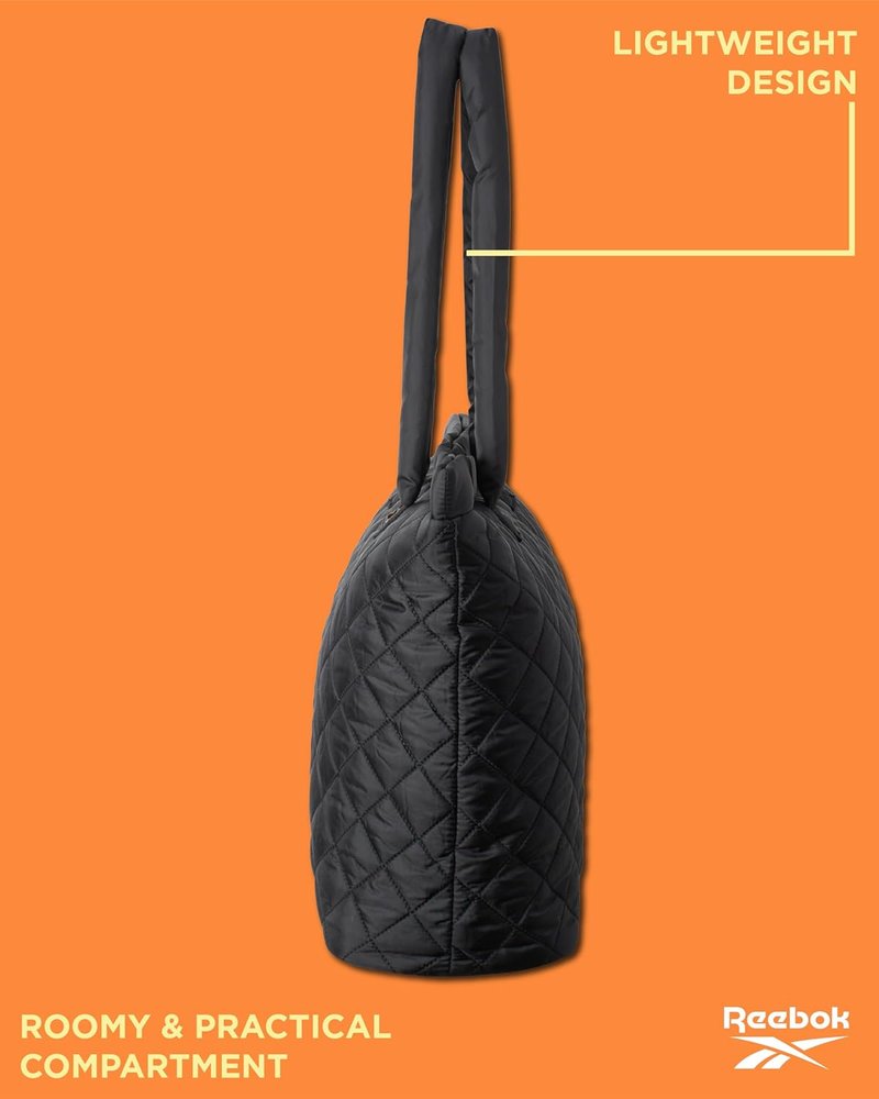 Reebok Women's Quilted Puffer Tote Bag - Lightweight Travel & Work Carry-On | Versatile Everyday Use