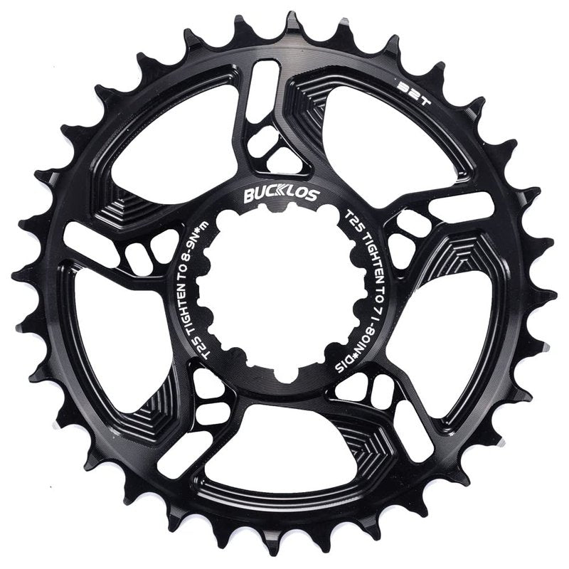 BUCKLOS Mountain Bike Chainring 32T 34T 36T 38T Single Speed 3-Bolt 7075 CNC Aluminium MTB Narrow Wide Ultralight Chainring for SRAM GX NX SX X3 X4 X7 X01 XX1