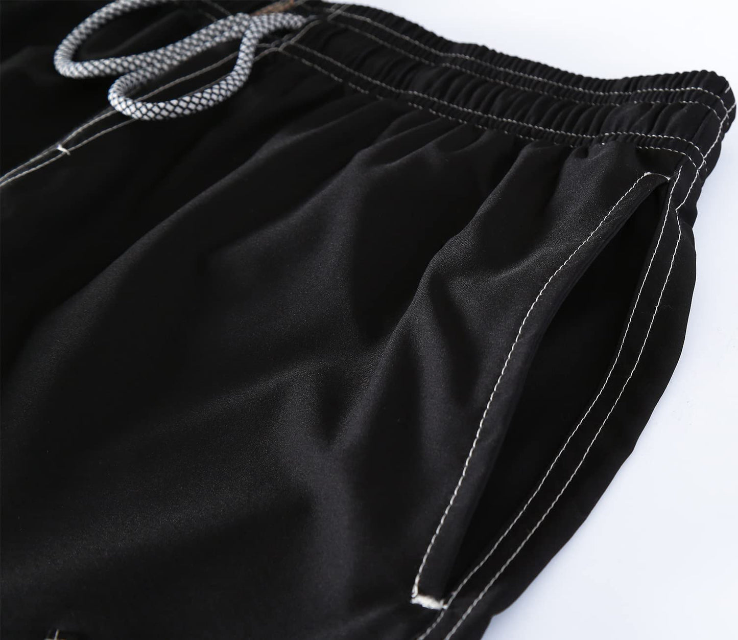 ELETOP Men's Swim Trunks Quick Dry Bathing Suit Swimming Board Shorts Mesh Lining Beach Swimwear Cargo Gradient Black L