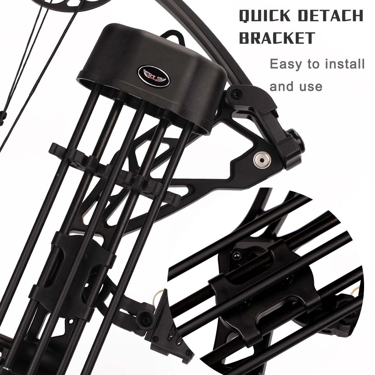 LWANO 5 Arrow Quiver,Archery Compound Bow Quiver for Hunting with Quick Release, black
