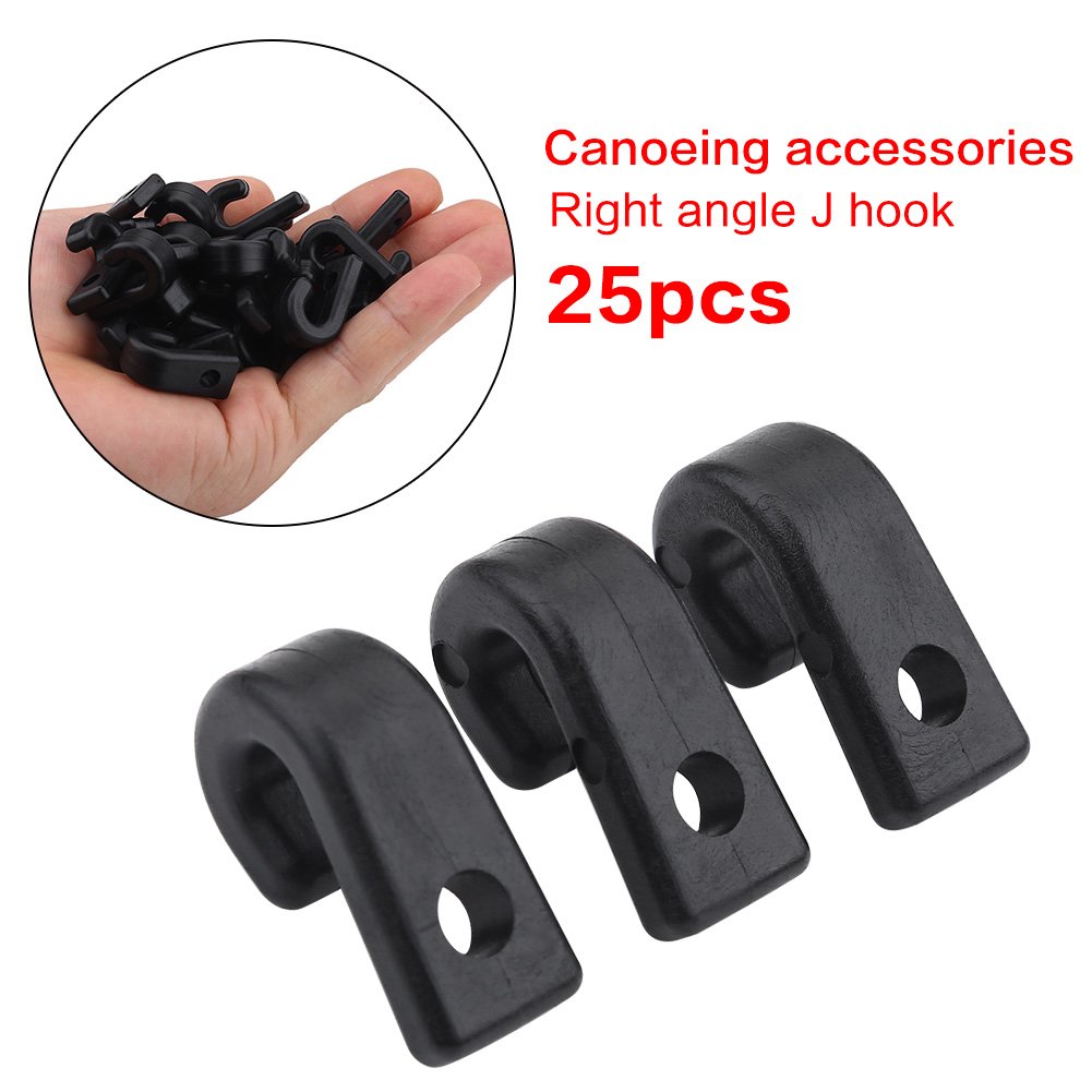 VGEBY 25Pcs Kayak Lashing Hooks Nylon Bungee Cord Hooks for Boat Canoe Paddle Board Kayak Bungee Hooks Kayak J Hooks