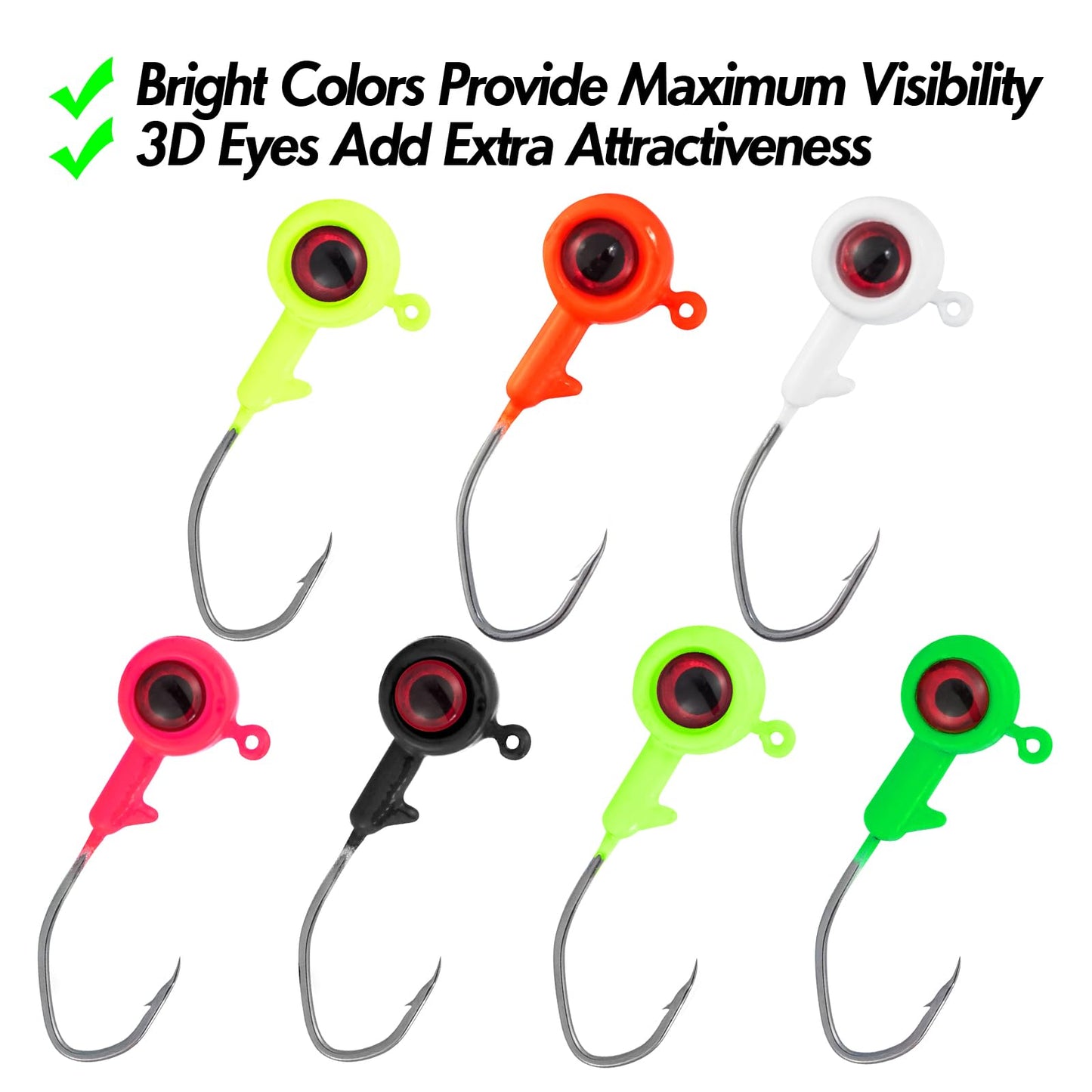 Dr.Fish 10 Pack Crappie Jig Freshwater Fishing Jig Head Crappie Fishing Bass Trout Panfish Bluegill Hook Lure Sickle Hook 1/16oz White